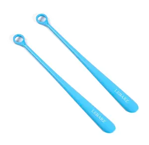 Plastic Shoe Horns Long Handle - 18 Inch Shoe Horn for Men,Women,Seniors 2 Pack Light Blue