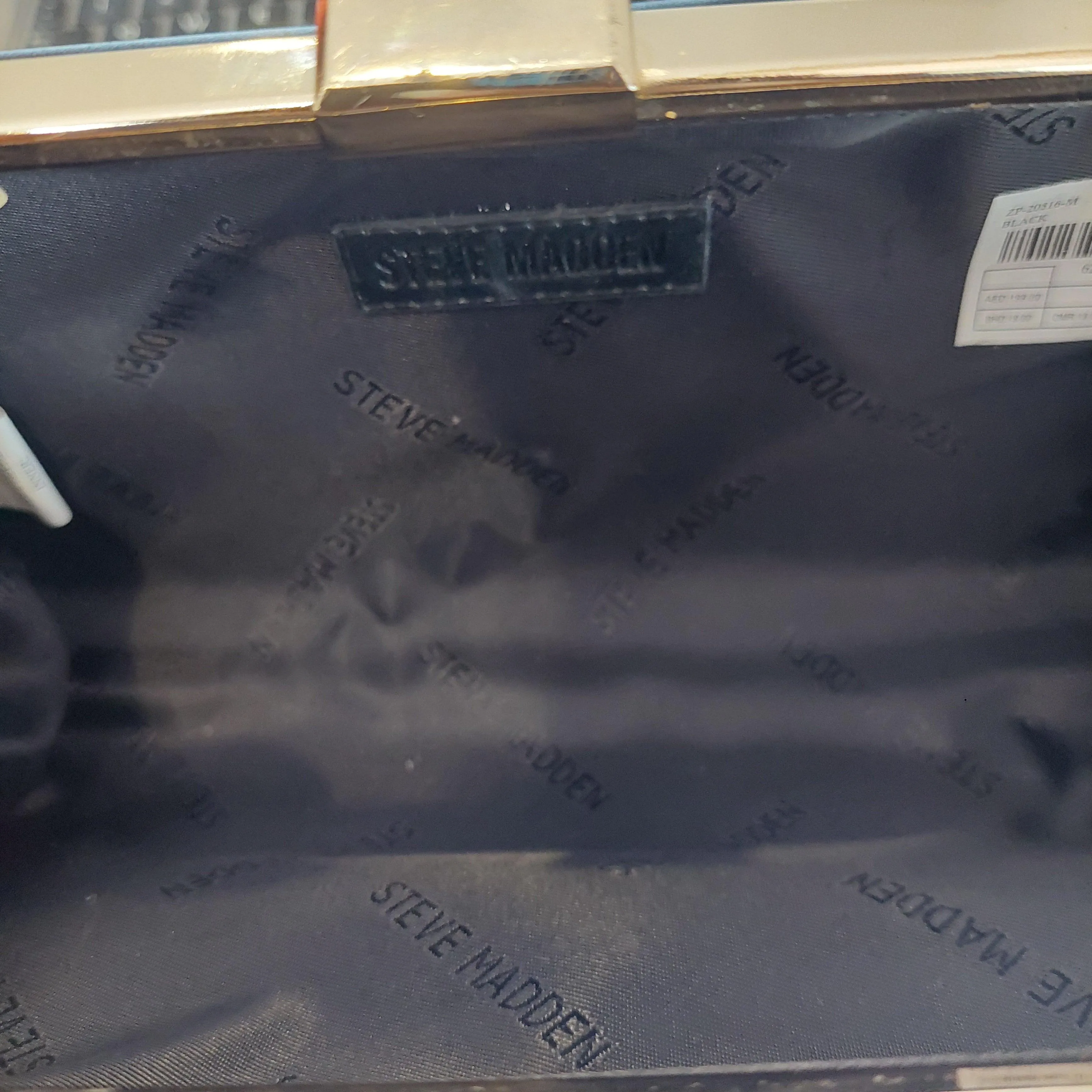 Pre-Loved Treasures - Steve Madden Black Satin with Silver Rhinestones Box Clutch | Gently Used