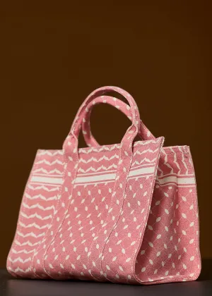 Red Keffiyeh Pattern Medium Tote - Premium Cotton Canvas