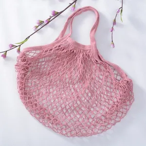 Reusable Dusty Pink Cotton Organic Short Handle Bag