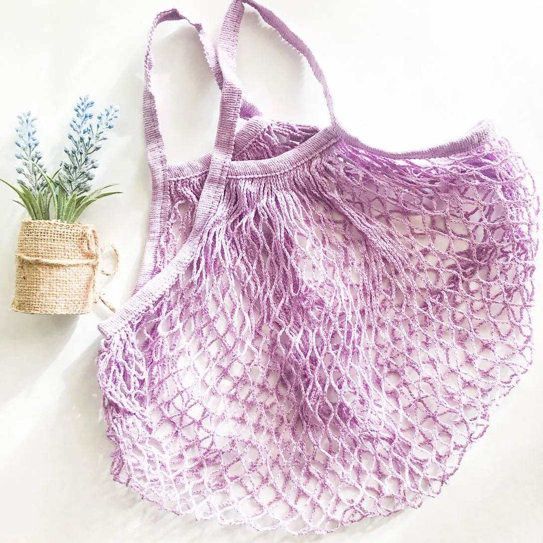 Reusable Dusty Pink Cotton Organic Short Handle Bag