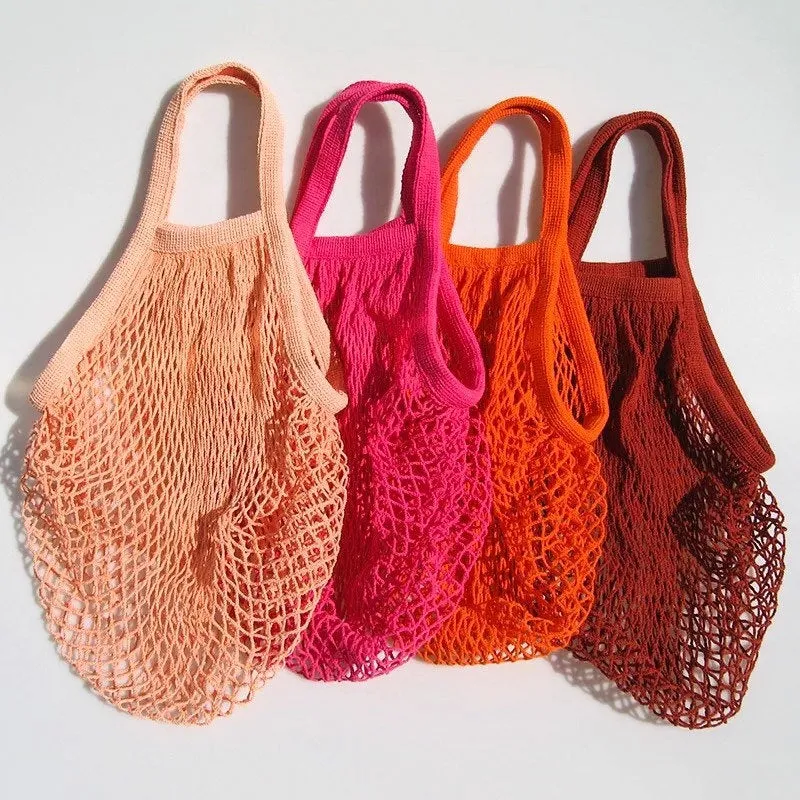 Reusable Dusty Pink Cotton Organic Short Handle Bag