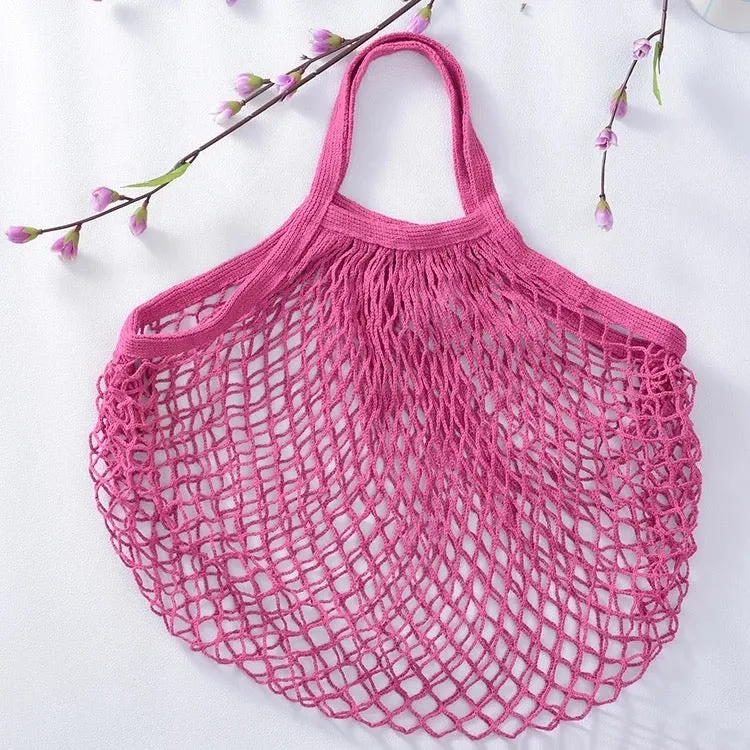 Reusable Dusty Pink Cotton Organic Short Handle Bag