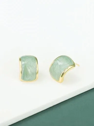 Sage Green Gold Stud Earrings - Purchase with a Purpose