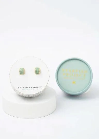 Sage Green Gold Stud Earrings - Purchase with a Purpose