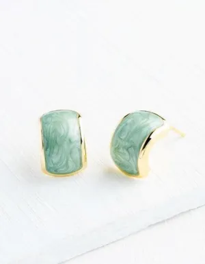 Sage Green Gold Stud Earrings - Purchase with a Purpose