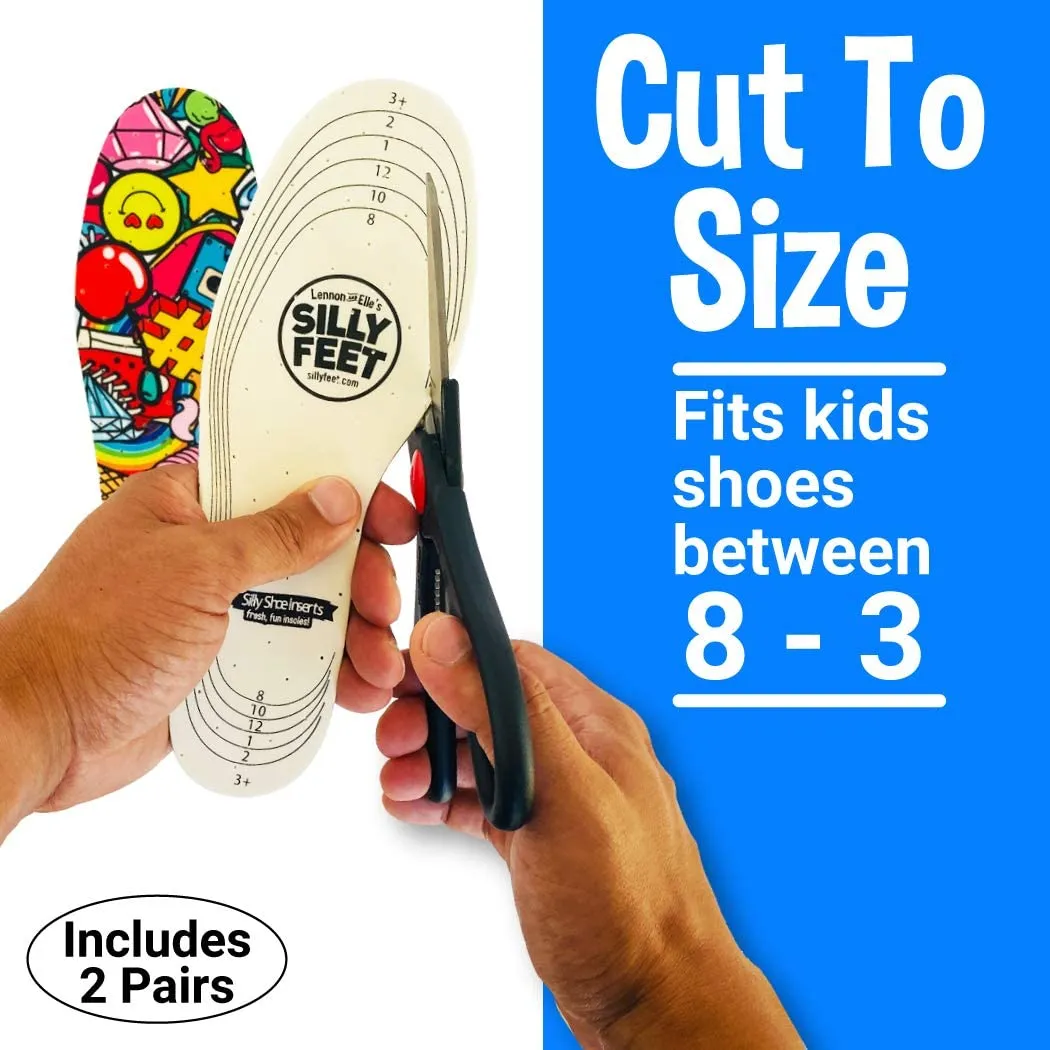 Silly Feet Kids Insoles | Child Replacement Insole Shoe Sole Inserts for Children | 2 Pairs