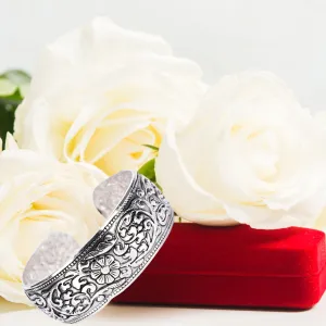 Silver Floral Bracelet at Bling & Bloom's Boutique | Adjustable Bracelets | Women's Gifts