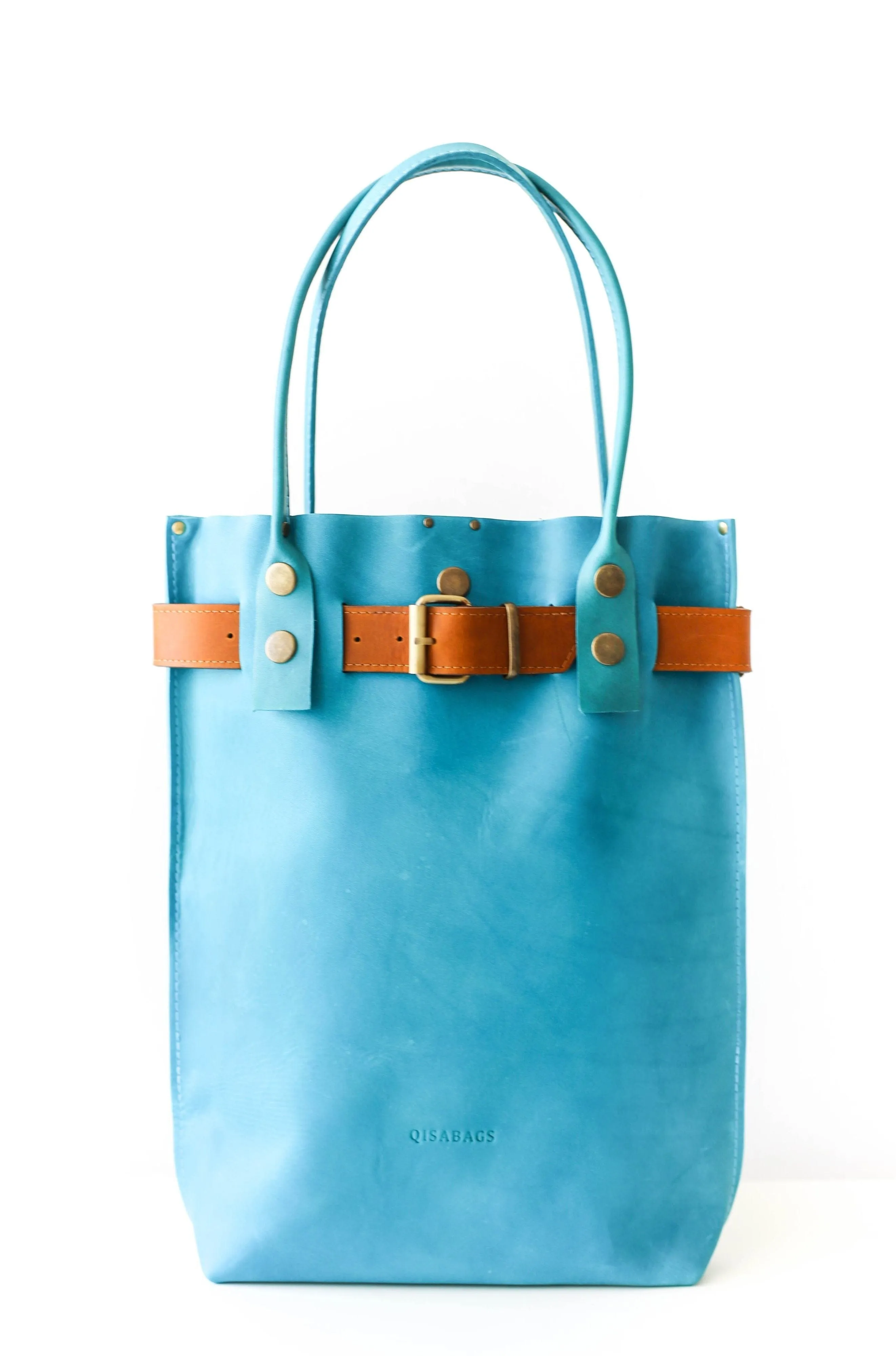 Sky Blue Leather Handbag