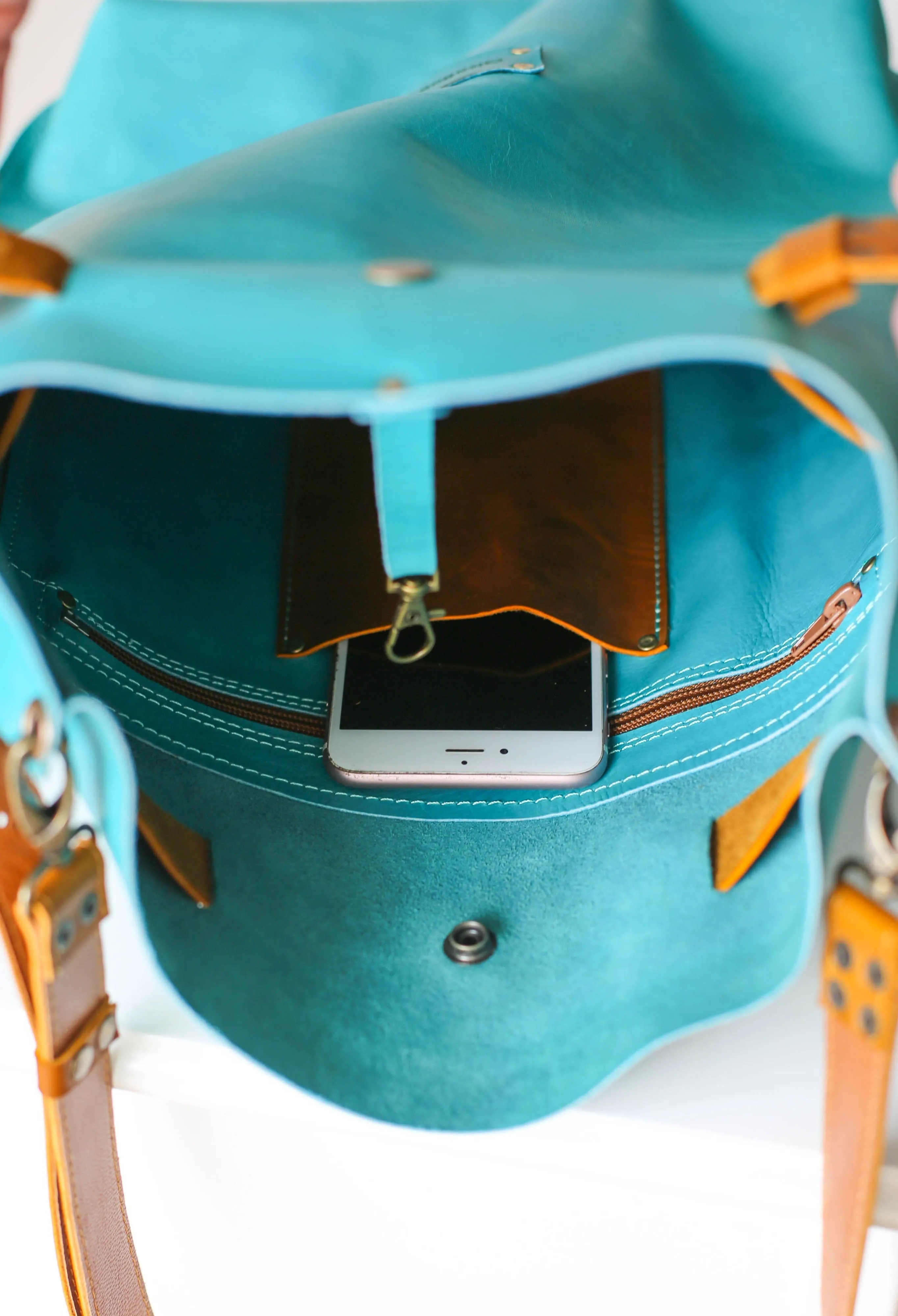 Sky Blue Leather Handbag