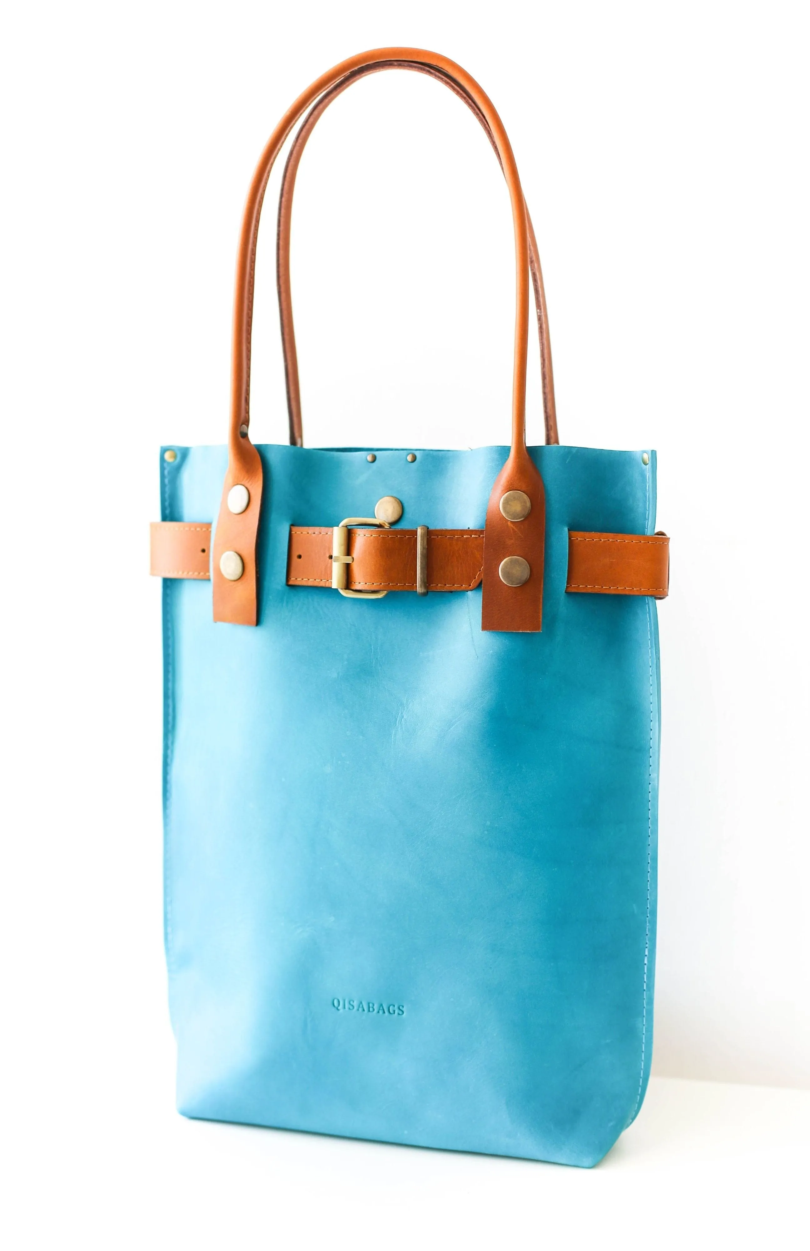 Sky Blue Leather Handbag