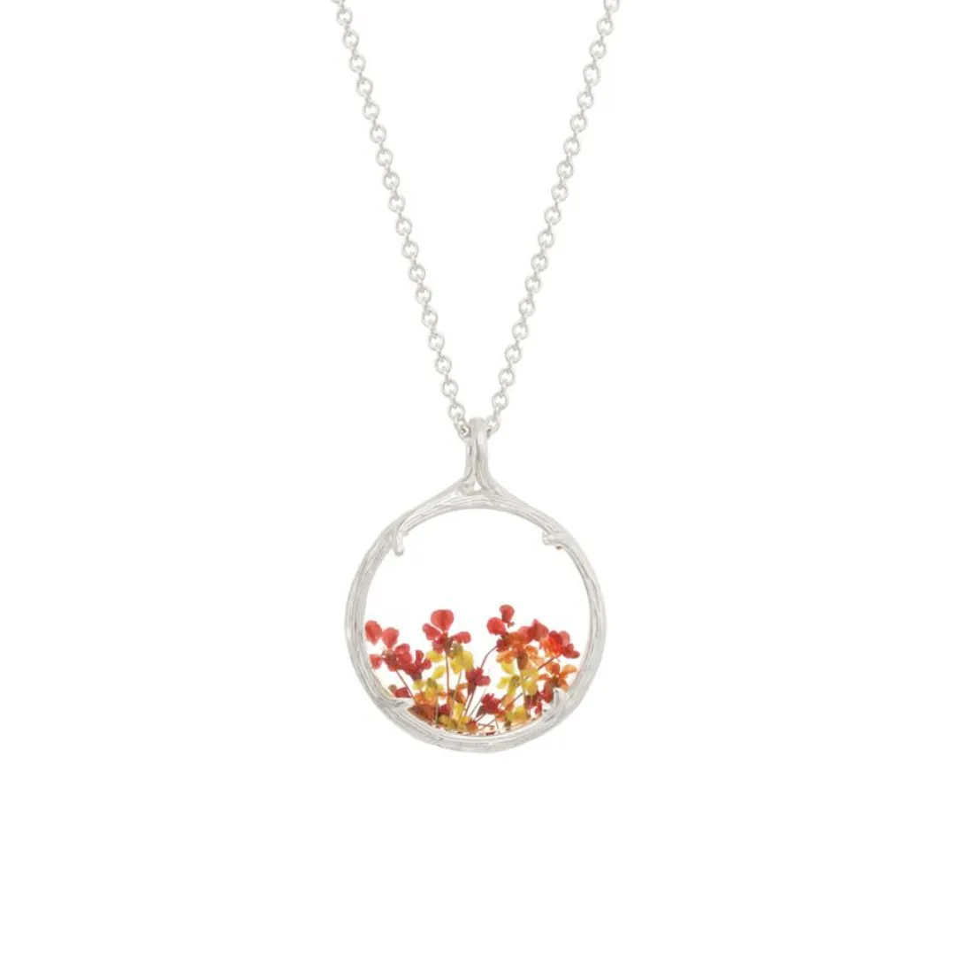 Small Silver Red and Orange Fields Necklace