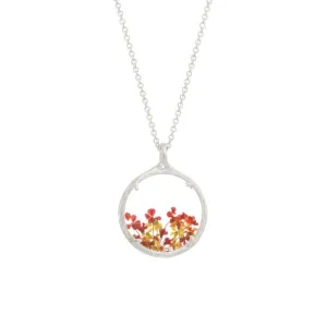 Small Silver Red and Orange Fields Necklace