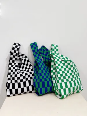 Stylish Checkerboard Print Tote Bag