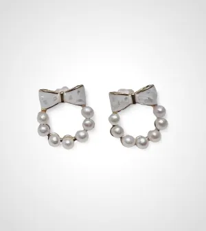 Sweetheart Pearl Bow Earrings