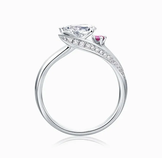 THIALH - BRIDAL -18K white gold diamond pink sapphire wedding ring(Customized Service)