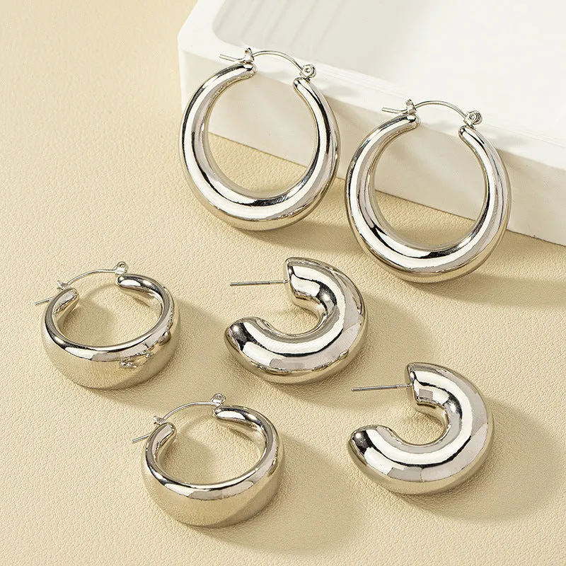 Wholesale Set of Chic Silver Industrial Style Earrings