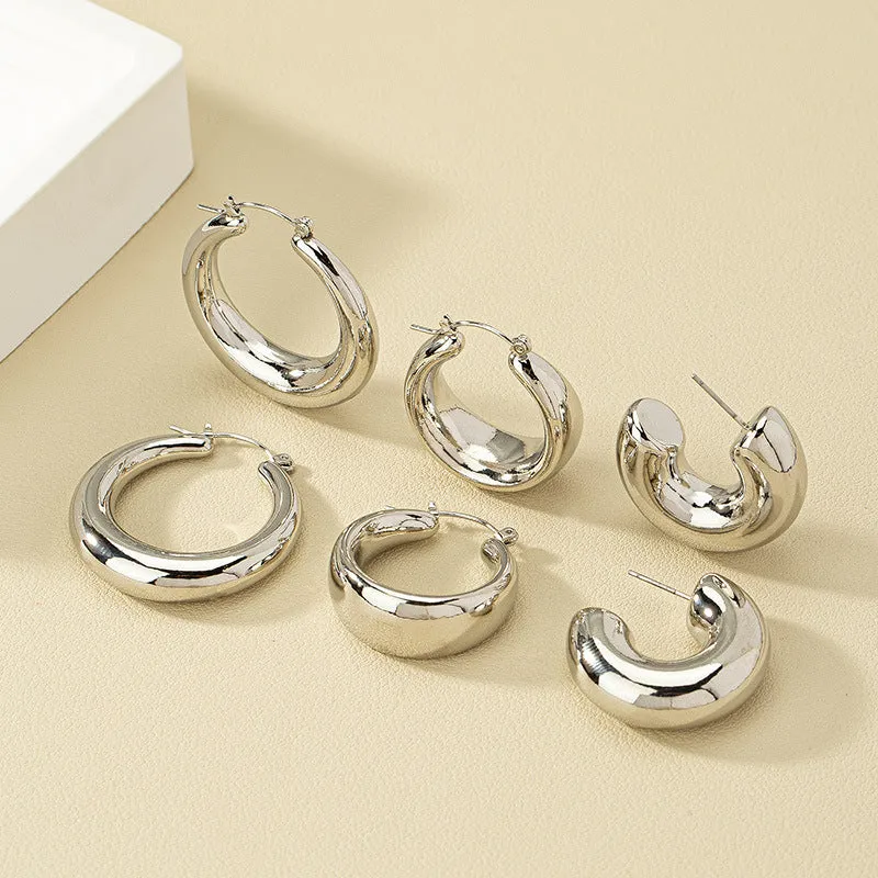 Wholesale Set of Chic Silver Industrial Style Earrings